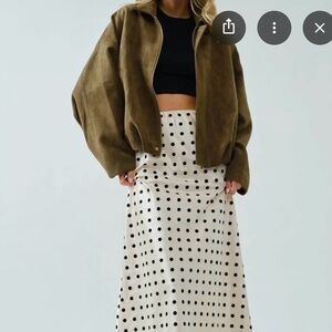 Olive Green Suede-Texture Olive Bomber Jacket Size Small NWT